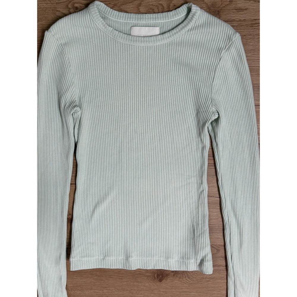 Citizens of Humanity Ribbed Long Sleeve Bina Crewneck Top in Pistachio Size S - Picture 3 of 9